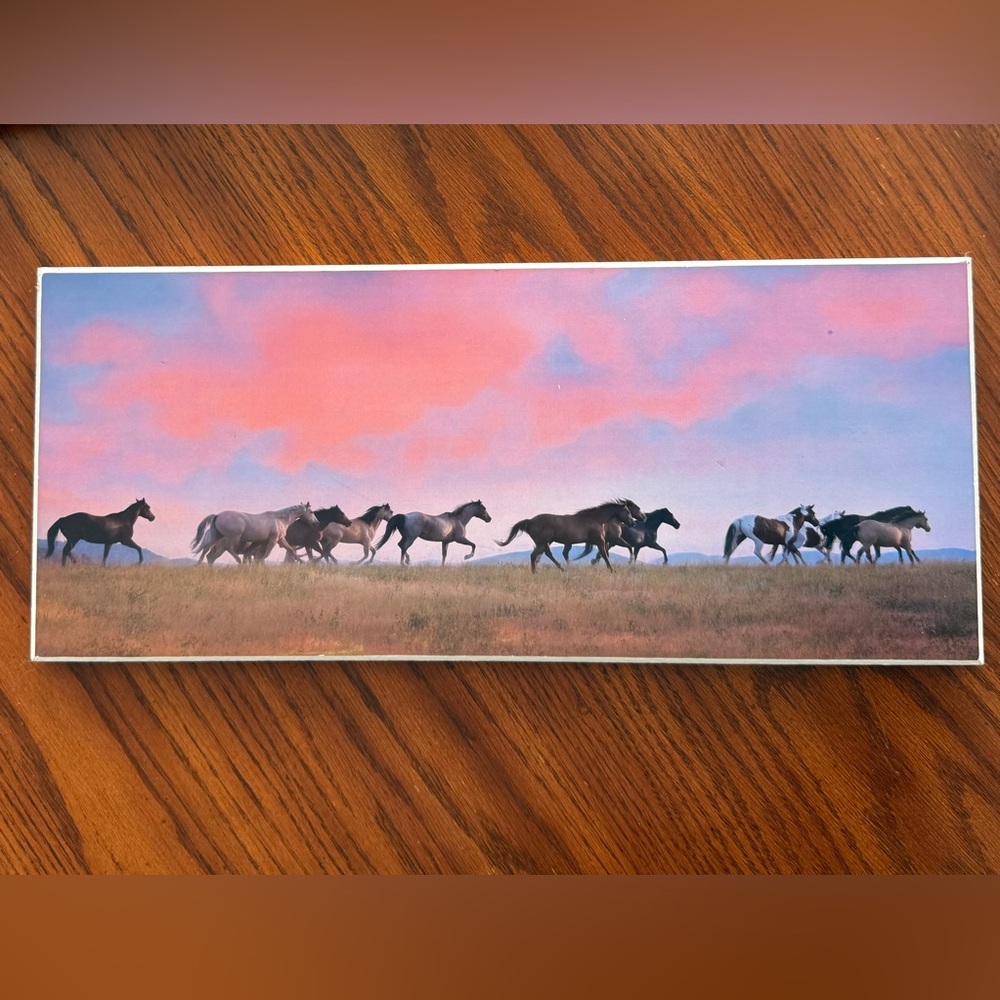 Wall art decor Wild Horses running in meadow at Pink Sunset Wall Art